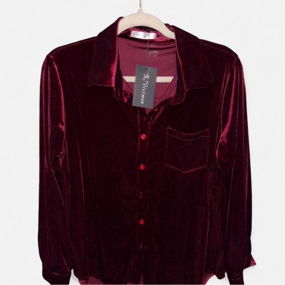 Ryu Women's Velvet Blouse - Rich Burgundy